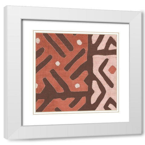 Kuba Cloth I Square II Blush White Modern Wood Framed Art Print with Double Matting by Wild Apple Portfolio