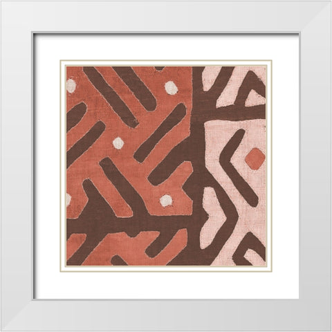 Kuba Cloth I Square II Blush White Modern Wood Framed Art Print with Double Matting by Wild Apple Portfolio