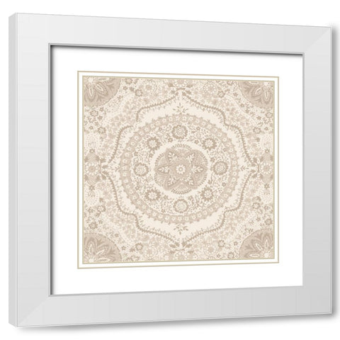 Zen Mandala White Modern Wood Framed Art Print with Double Matting by Wild Apple Portfolio