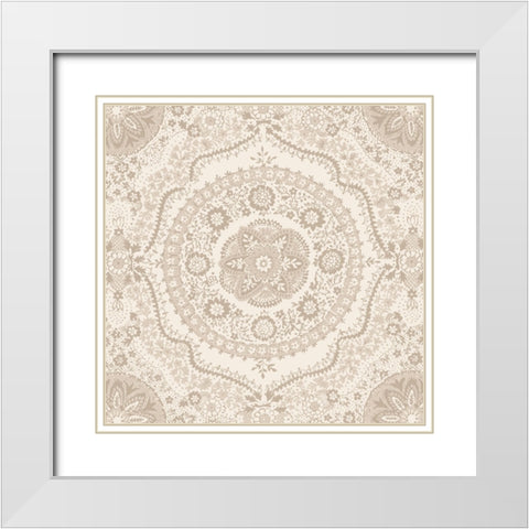 Zen Mandala White Modern Wood Framed Art Print with Double Matting by Wild Apple Portfolio