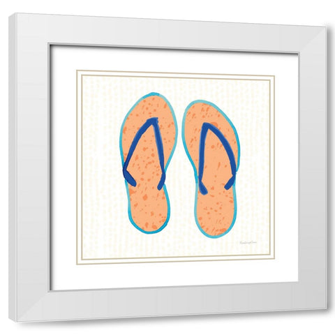 Laguna Flipflops I White Modern Wood Framed Art Print with Double Matting by Charro, Mercedes Lopez