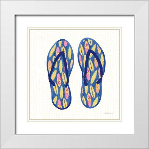 Laguna Flipflops III White Modern Wood Framed Art Print with Double Matting by Charro, Mercedes Lopez