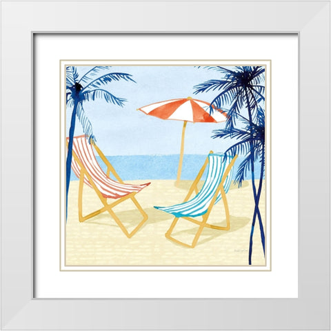 Laguna Lounging I White Modern Wood Framed Art Print with Double Matting by Charro, Mercedes Lopez