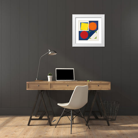 Geo Bright Primary White Modern Wood Framed Art Print with Double Matting by Tillmon, Avery