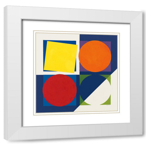 Geo Bright Primary White Modern Wood Framed Art Print with Double Matting by Tillmon, Avery