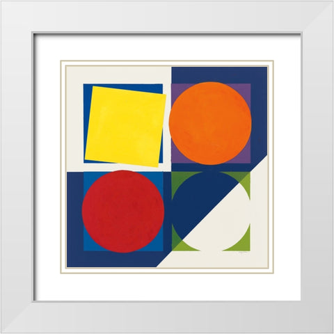 Geo Bright Primary White Modern Wood Framed Art Print with Double Matting by Tillmon, Avery