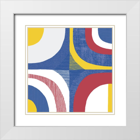 Quarter Circle Abstract Sq IV Bright Primary White Modern Wood Framed Art Print with Double Matting by Wild Apple Portfolio