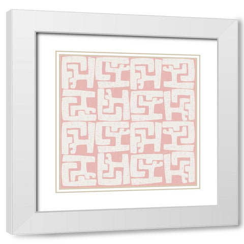 Kuba Play II Blush White Modern Wood Framed Art Print with Double Matting by Warrick, Cheryl