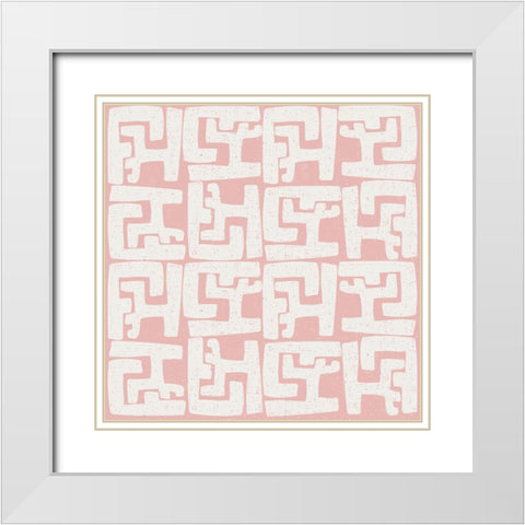 Kuba Play II Blush White Modern Wood Framed Art Print with Double Matting by Warrick, Cheryl