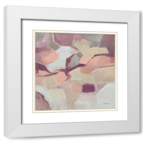Mauve Facets White Modern Wood Framed Art Print with Double Matting by Vassileva, Silvia