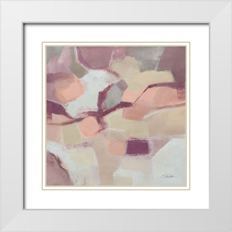 Mauve Facets White Modern Wood Framed Art Print with Double Matting by Vassileva, Silvia