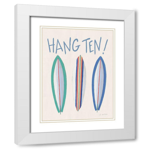 Beach Ride Hang Ten XIII White Modern Wood Framed Art Print with Double Matting by Wiens, James