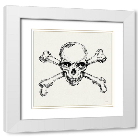 Skull and Crossbones I White Modern Wood Framed Art Print with Double Matting by Tavoletti, Anne
