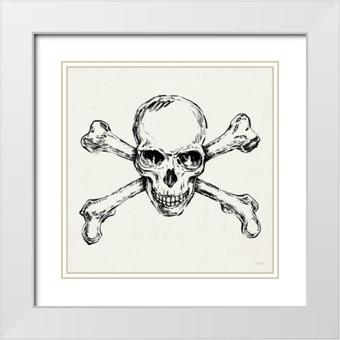 Skull and Crossbones I White Modern Wood Framed Art Print with Double Matting by Tavoletti, Anne