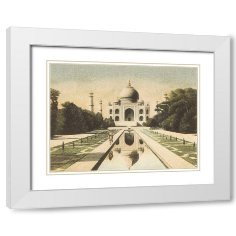 Taj Mahal Postcard I White Modern Wood Framed Art Print with Double Matting by Wild Apple Portfolio