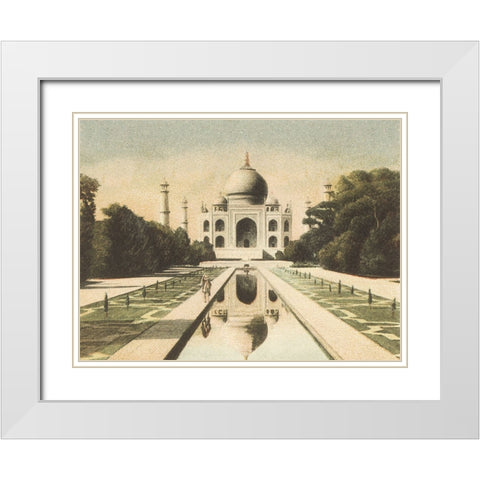 Taj Mahal Postcard I White Modern Wood Framed Art Print with Double Matting by Wild Apple Portfolio