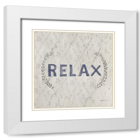 Victorian Bath Words II Sq White Modern Wood Framed Art Print with Double Matting by Nai, Danhui
