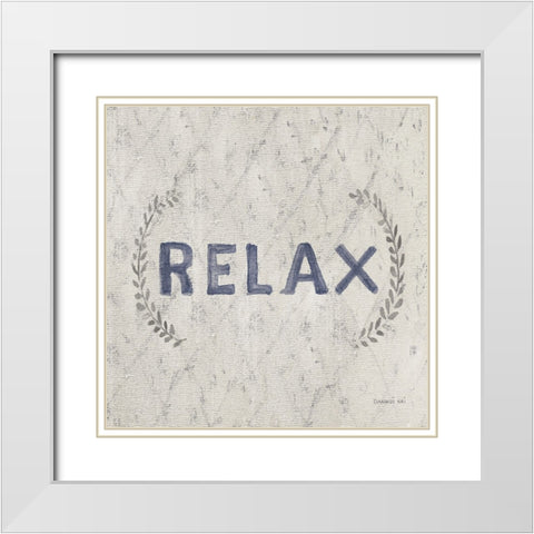 Victorian Bath Words II Sq White Modern Wood Framed Art Print with Double Matting by Nai, Danhui
