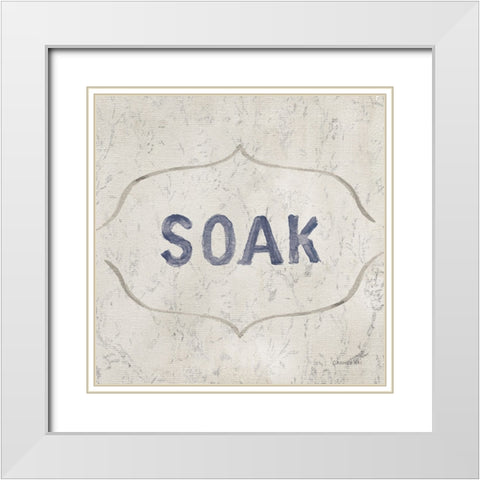 Victorian Bath Words III Sq White Modern Wood Framed Art Print with Double Matting by Nai, Danhui