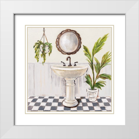 Gray Cottage Bathroom II White Modern Wood Framed Art Print with Double Matting by Vassileva, Silvia