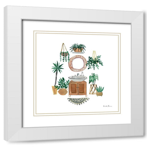Boho Bathroom I White Modern Wood Framed Art Print with Double Matting by Zaman, Farida