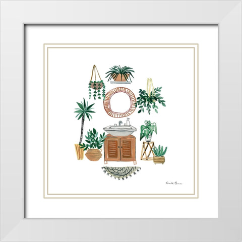 Boho Bathroom I White Modern Wood Framed Art Print with Double Matting by Zaman, Farida