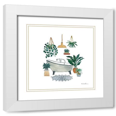 Boho Bathroom II White Modern Wood Framed Art Print with Double Matting by Zaman, Farida