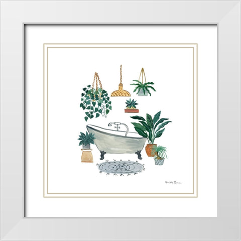 Boho Bathroom II White Modern Wood Framed Art Print with Double Matting by Zaman, Farida