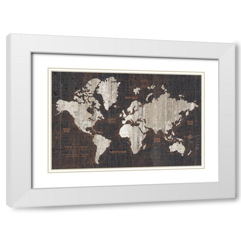 Old World Map Dark Neutral White Modern Wood Framed Art Print with Double Matting by Wild Apple Portfolio