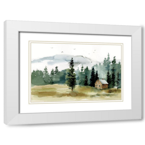 Cabin in the Woods White Modern Wood Framed Art Print with Double Matting by Pete, Katrina