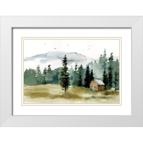 Cabin in the Woods White Modern Wood Framed Art Print with Double Matting by Pete, Katrina