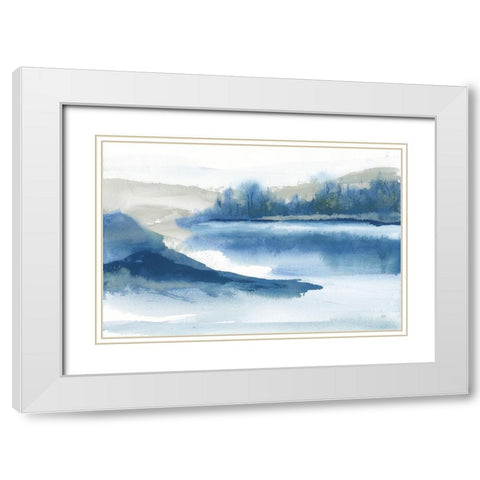 Blue Fog I White Modern Wood Framed Art Print with Double Matting by Paschke, Chris