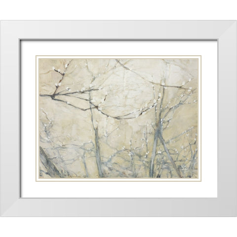 Budding Pussy Willow White Modern Wood Framed Art Print with Double Matting by Purinton, Julia