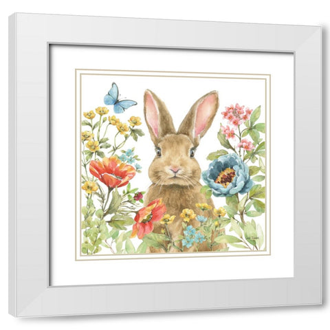 Garden Bunnies II White Modern Wood Framed Art Print with Double Matting by Trimbach, Leslie