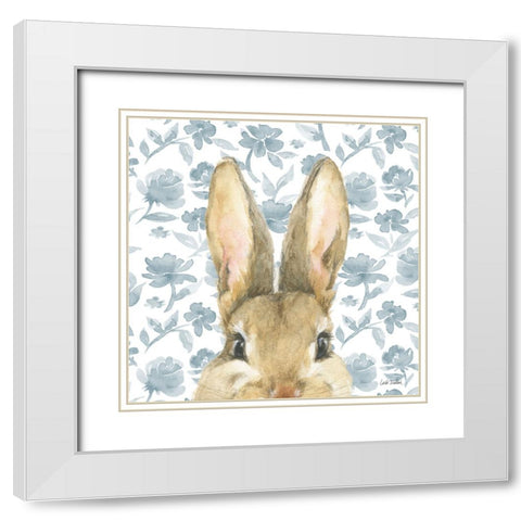 Garden Bunnies VI White Modern Wood Framed Art Print with Double Matting by Trimbach, Leslie