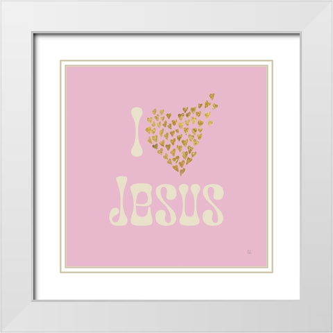 I Love Jesus White Modern Wood Framed Art Print with Double Matting by Adams, Sarah