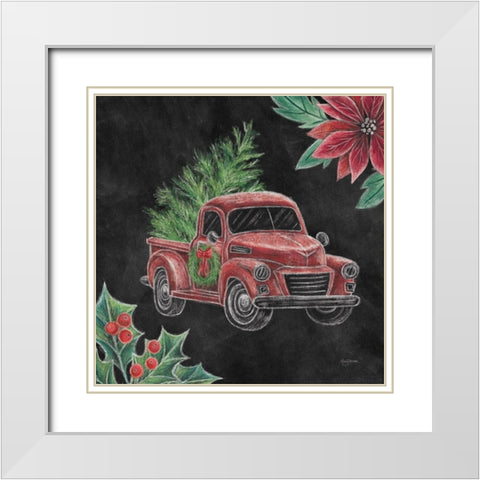 Christmas Chalk Truck IV White Modern Wood Framed Art Print with Double Matting by Urban, Mary