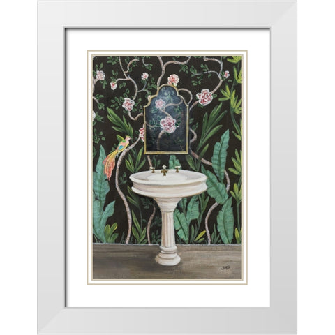 Botanical Bath I White Modern Wood Framed Art Print with Double Matting by Purinton, Julia