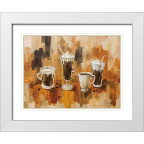 Abstract Coffee I White Modern Wood Framed Art Print with Double Matting by Vassileva, Silvia