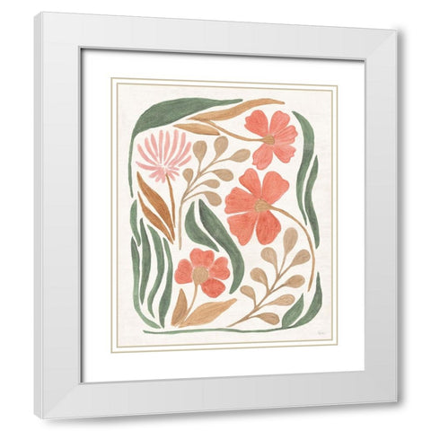Floral Abstract I White Modern Wood Framed Art Print with Double Matting by Charron, Veronique