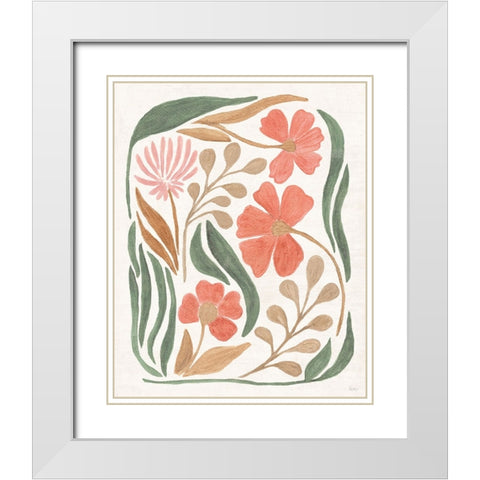 Floral Abstract I White Modern Wood Framed Art Print with Double Matting by Charron, Veronique