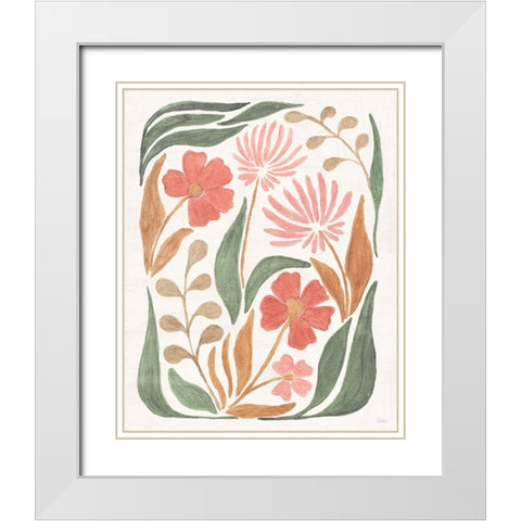Floral Abstract II White Modern Wood Framed Art Print with Double Matting by Charron, Veronique