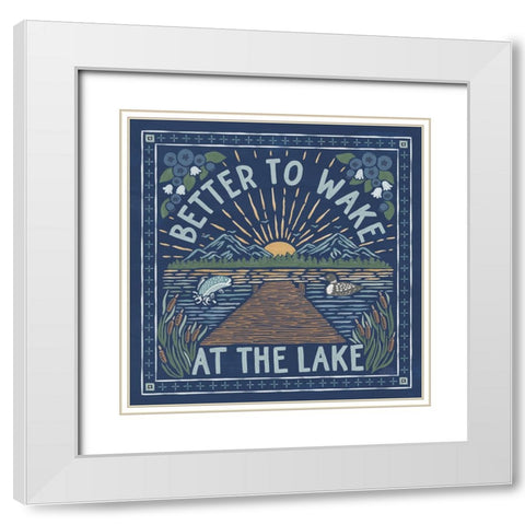 Lakeside Days II Blue White Modern Wood Framed Art Print with Double Matting by Marshall, Laura