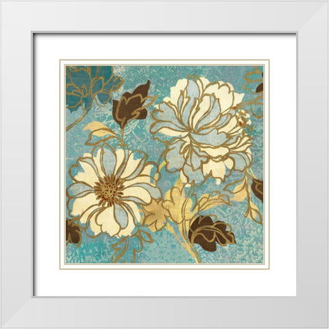 Sophias Flowers I Blue White Modern Wood Framed Art Print with Double Matting by Wild Apple Portfolio