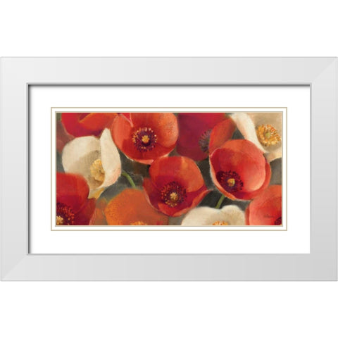 Poppies Bloom I White Modern Wood Framed Art Print with Double Matting by Hristova, Albena