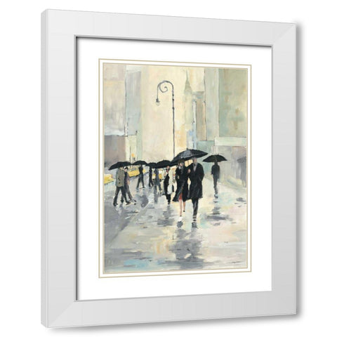 City in the Rain White Modern Wood Framed Art Print with Double Matting by Tillmon, Avery