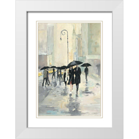 City in the Rain White Modern Wood Framed Art Print with Double Matting by Tillmon, Avery