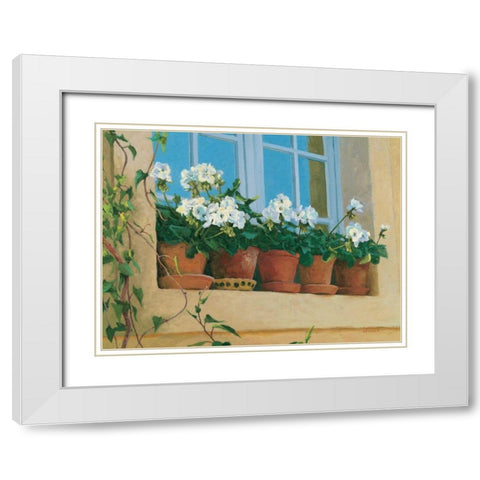 Chateau Creancey Window White Modern Wood Framed Art Print with Double Matting by Novak, Shirley