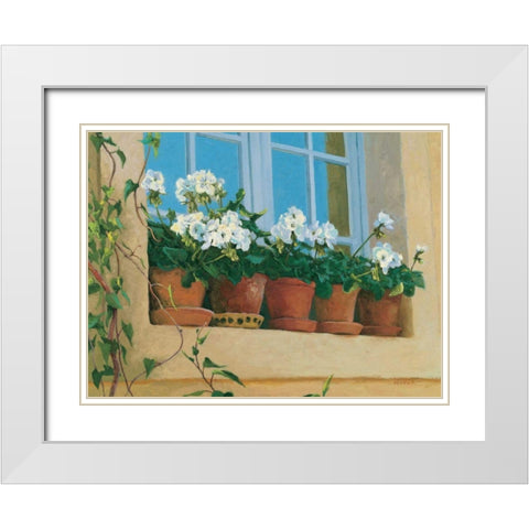 Chateau Creancey Window White Modern Wood Framed Art Print with Double Matting by Novak, Shirley