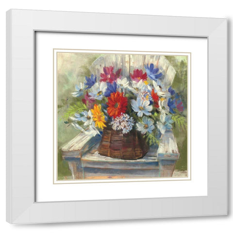 Adirondack Bouquet White Modern Wood Framed Art Print with Double Matting by Rowan, Carol